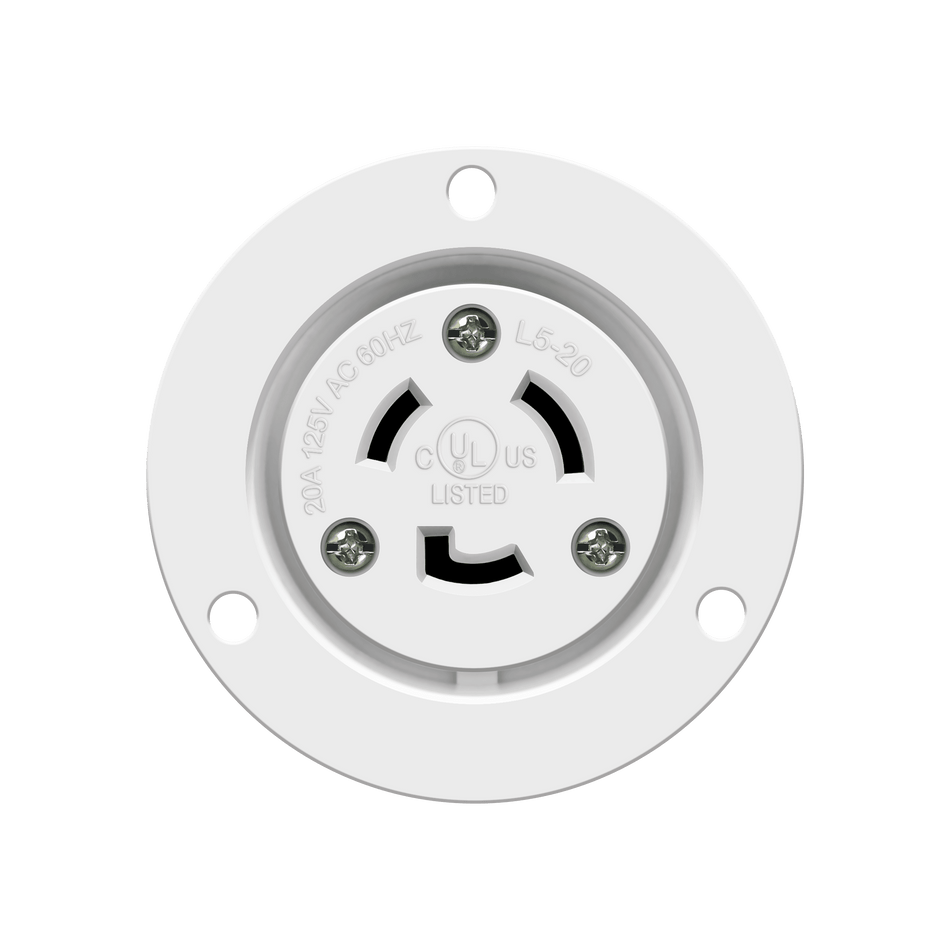 Enerlites 66404-W - Locking Flanged Outlet, 20A, L5-20RFO - White