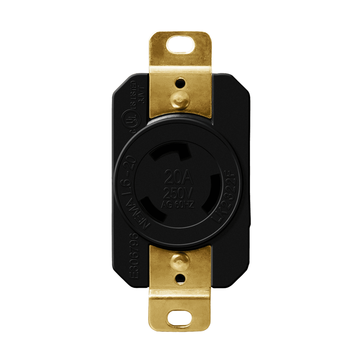 Enerlites 66410-BK - Industrial Grade Locking Receptacle, 20A, L6-20R - Black