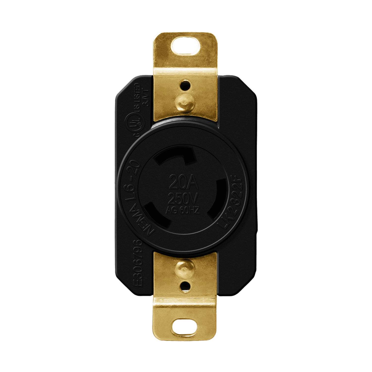 Enerlites 66410-BK - Industrial Grade Locking Receptacle, 20A, L6-20R - Black