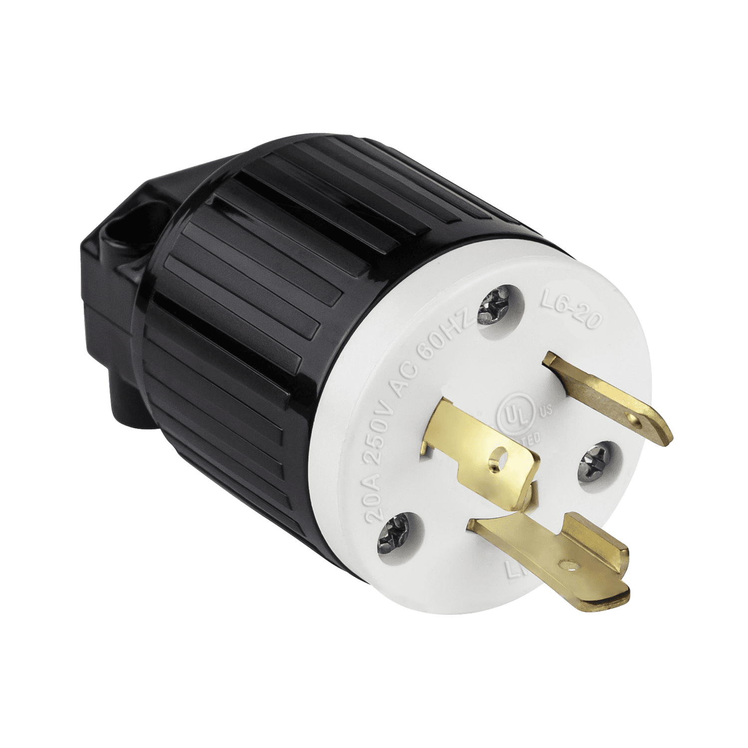 Enerlites 66411-BK - Industrial Grade Locking Plug, 20 A, L6-20P - Black