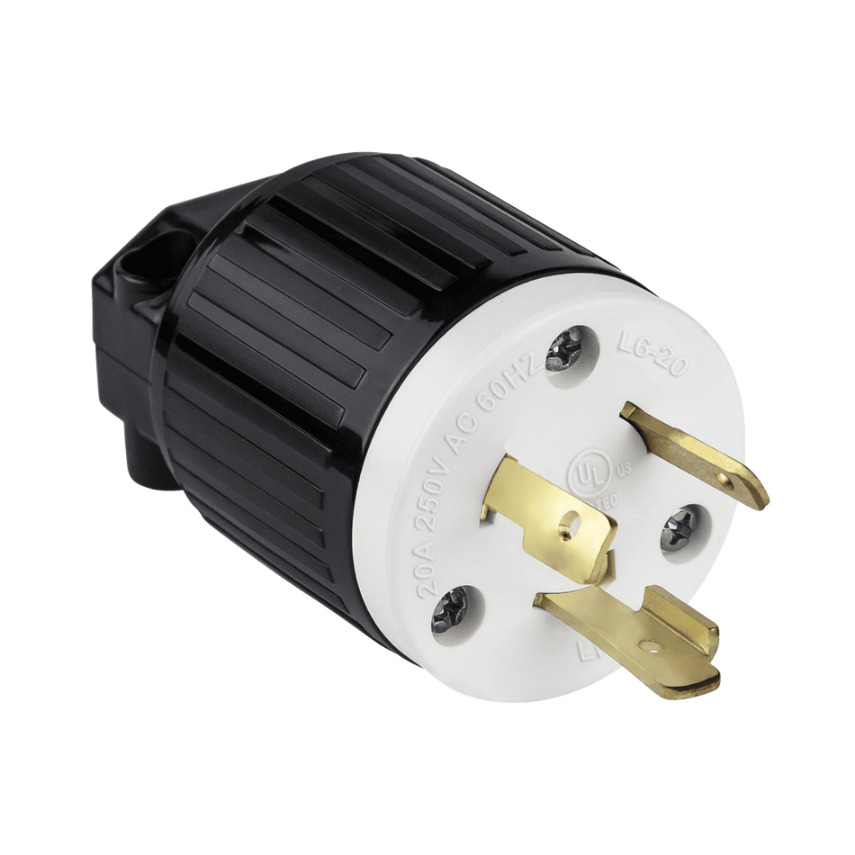 Enerlites 66411-BK - Industrial Grade Locking Plug, 20 A, L6-20P - Black