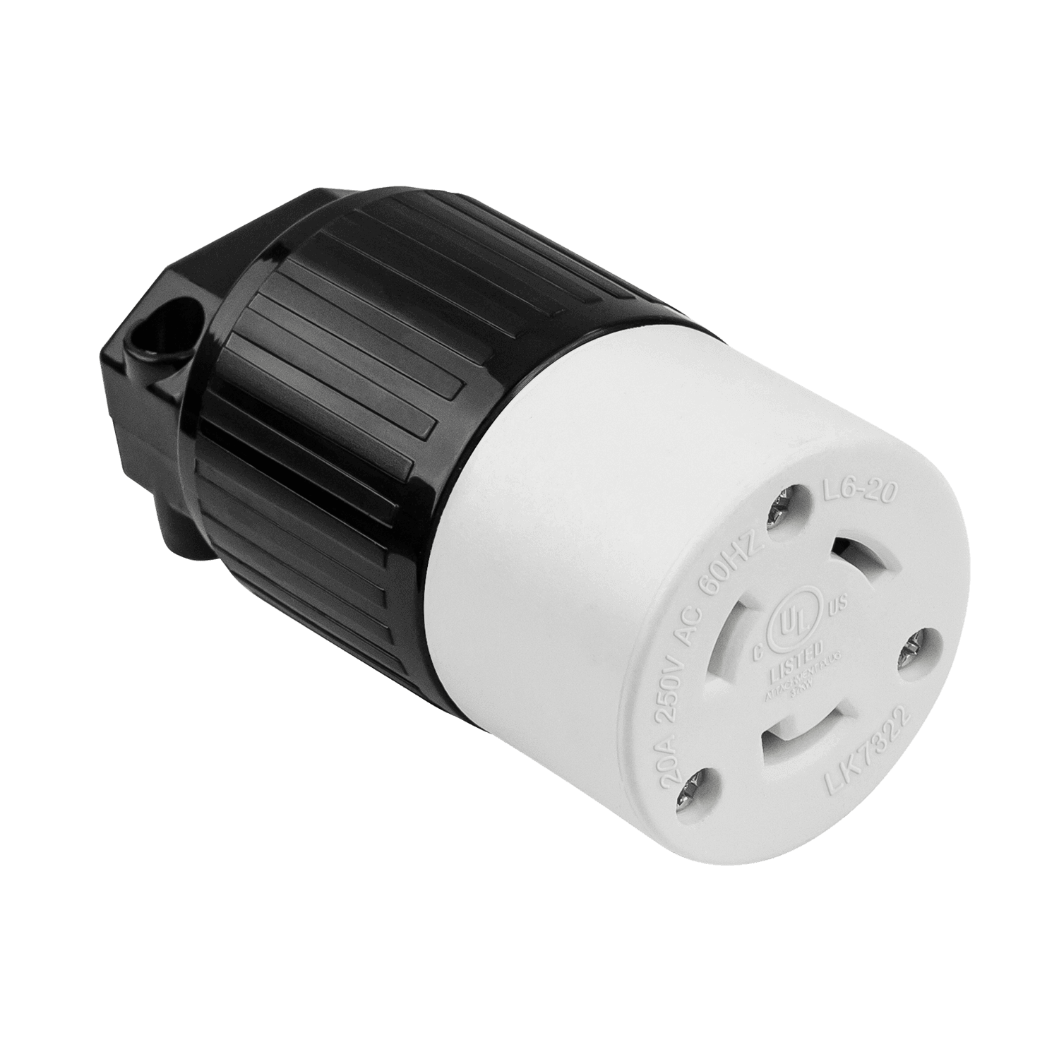 Enerlites 66412-BK - Industrial Grade Locking Cord Connector, 20A, L6-20C - Black