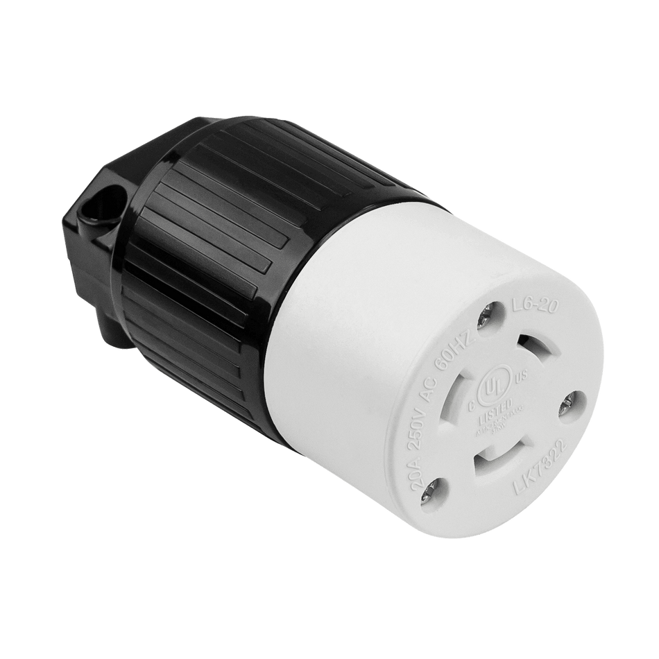 Enerlites 66412-BK - Industrial Grade Locking Cord Connector, 20A, L6-20C - Black
