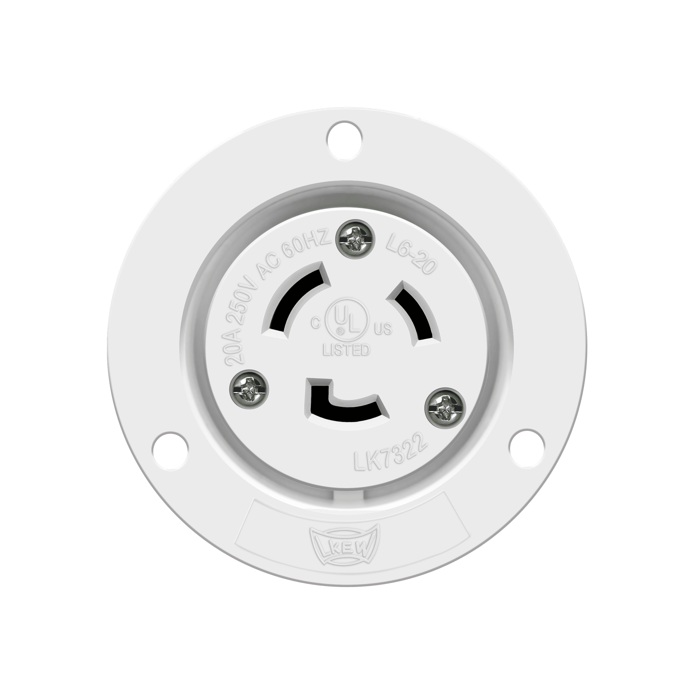 Enerlites 66414-W - Locking Flanged Outlet, 20A, L6-20RFO - White