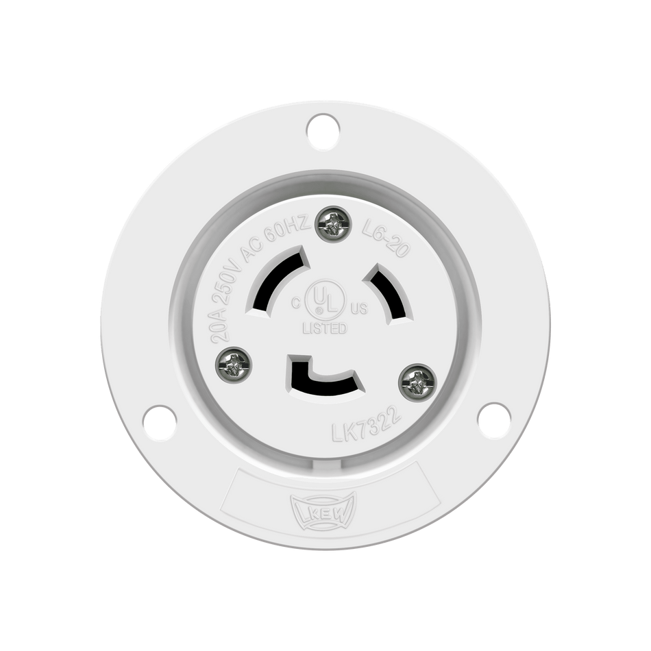 Enerlites 66414-W - Locking Flanged Outlet, 20A, L6-20RFO - White