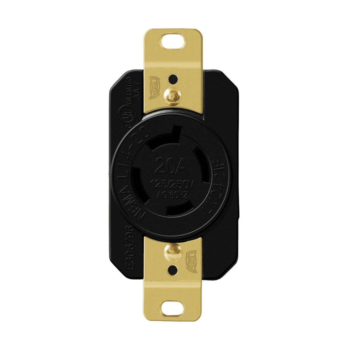 Enerlites 66420-BK - Industrial Grade Locking Receptacle, 20A, L14-20R - Black