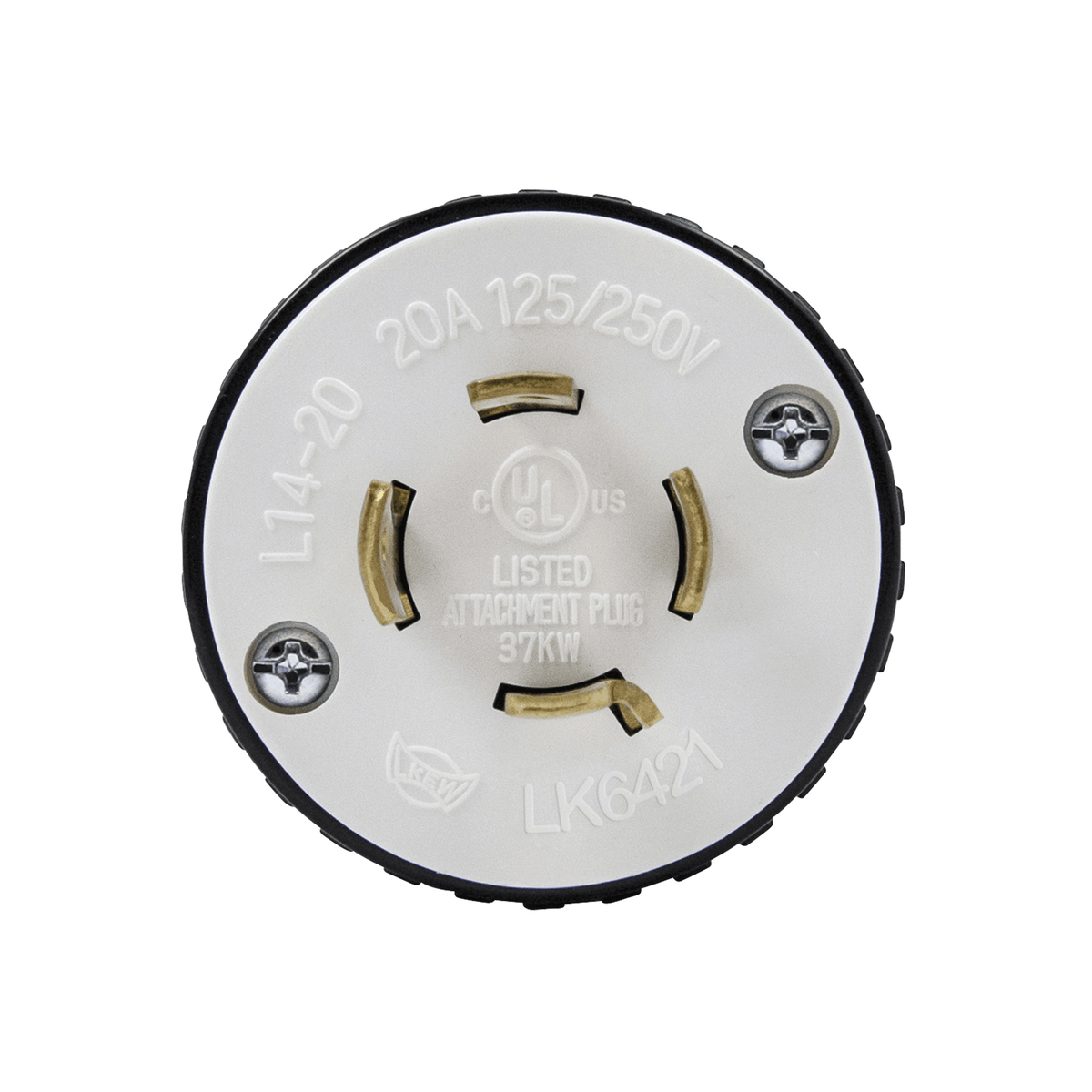Enerlites 66421-BK - Industrial Grade Locking Plug, 20A, L14-20P - Black