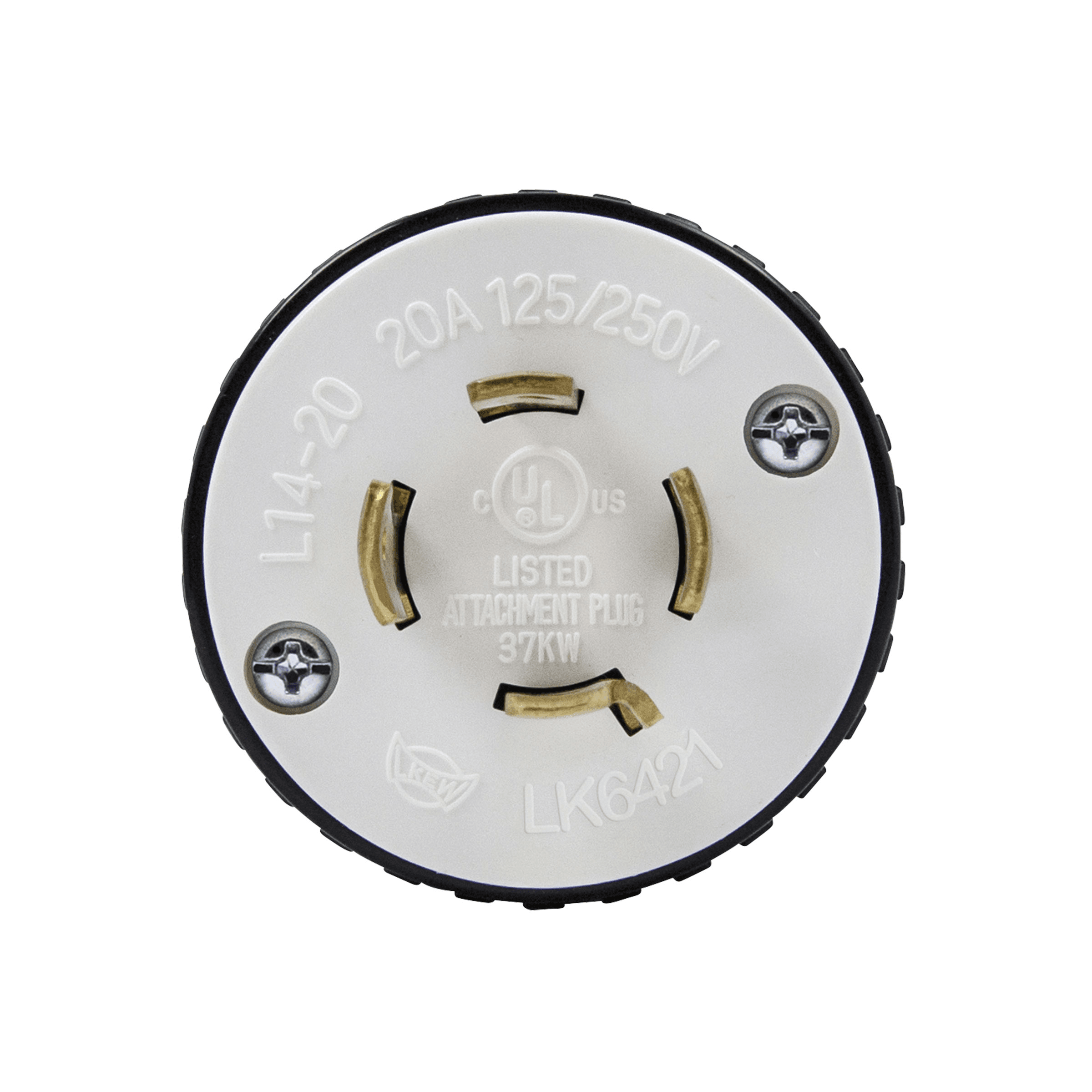 Enerlites 66421-BK - Industrial Grade Locking Plug, 20A, L14-20P - Black