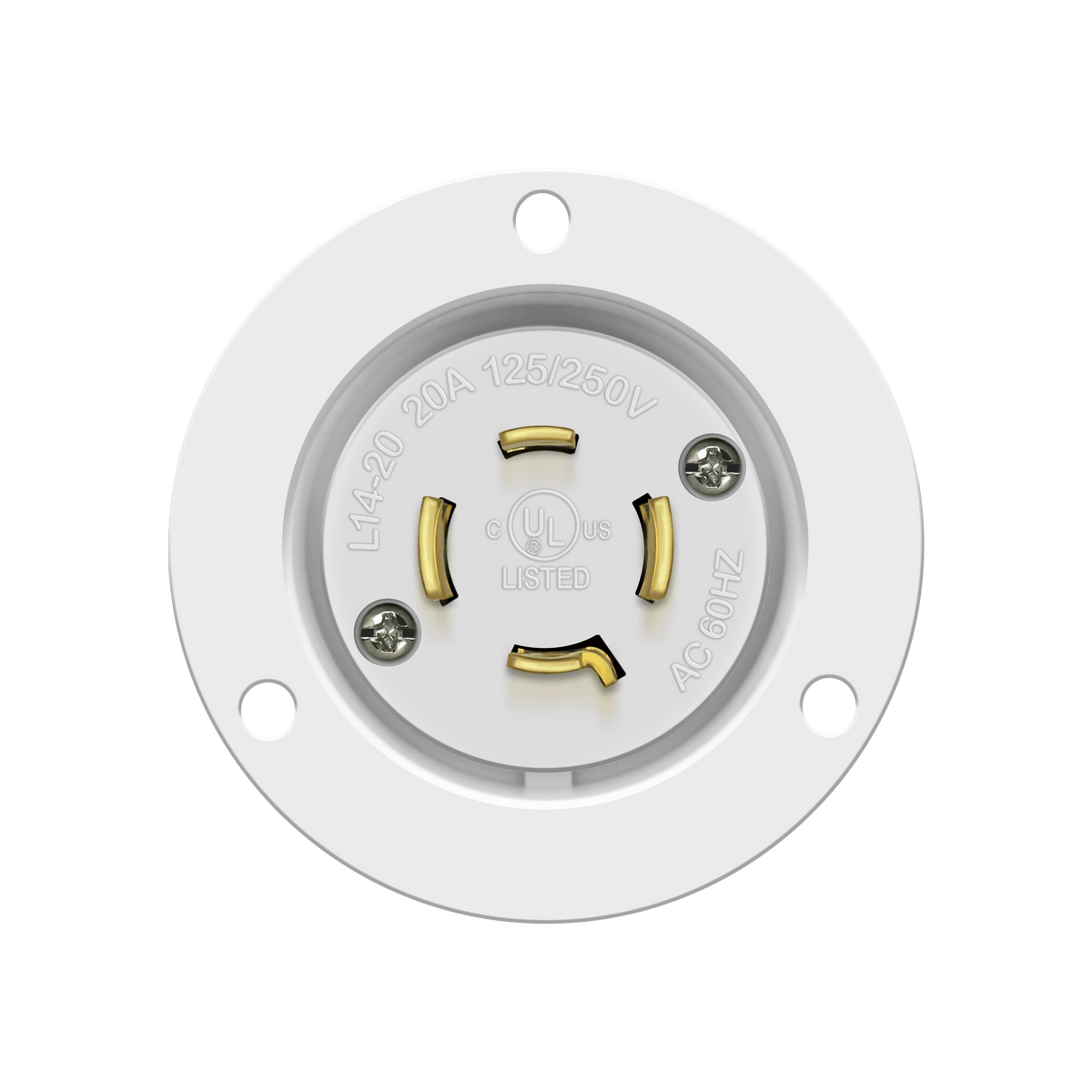 Enerlites 66423-W - Locking Flanged Inlet, 20A, L14-20PFI - White