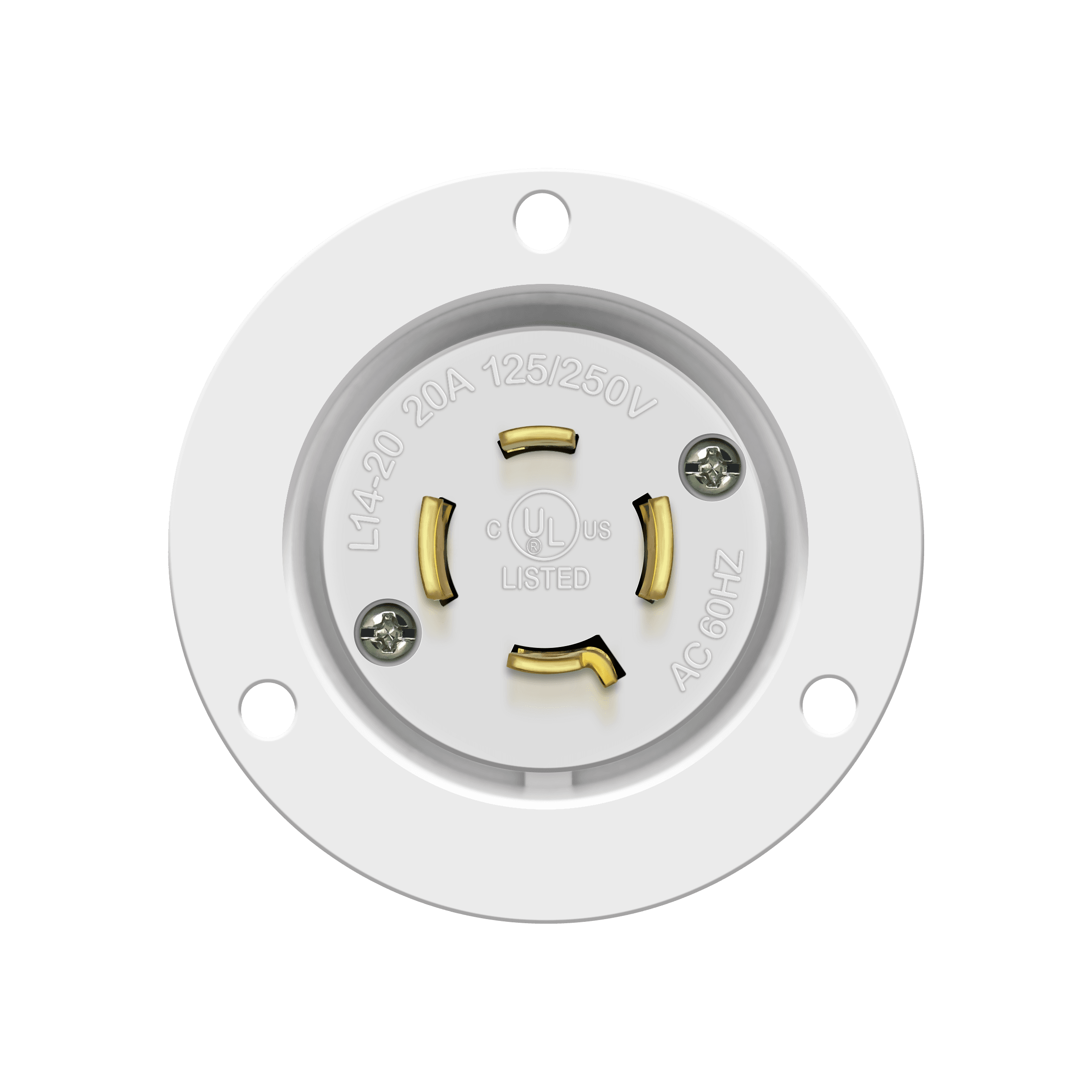 Enerlites 66423-W - Locking Flanged Inlet, 20A, L14-20PFI - White