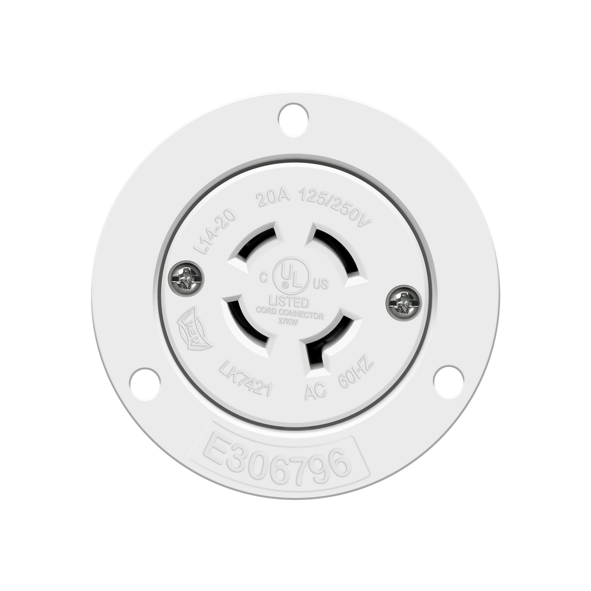 Enerlites 66424-W - Locking Flanged Outlet, 20A, L14-20RFO - White