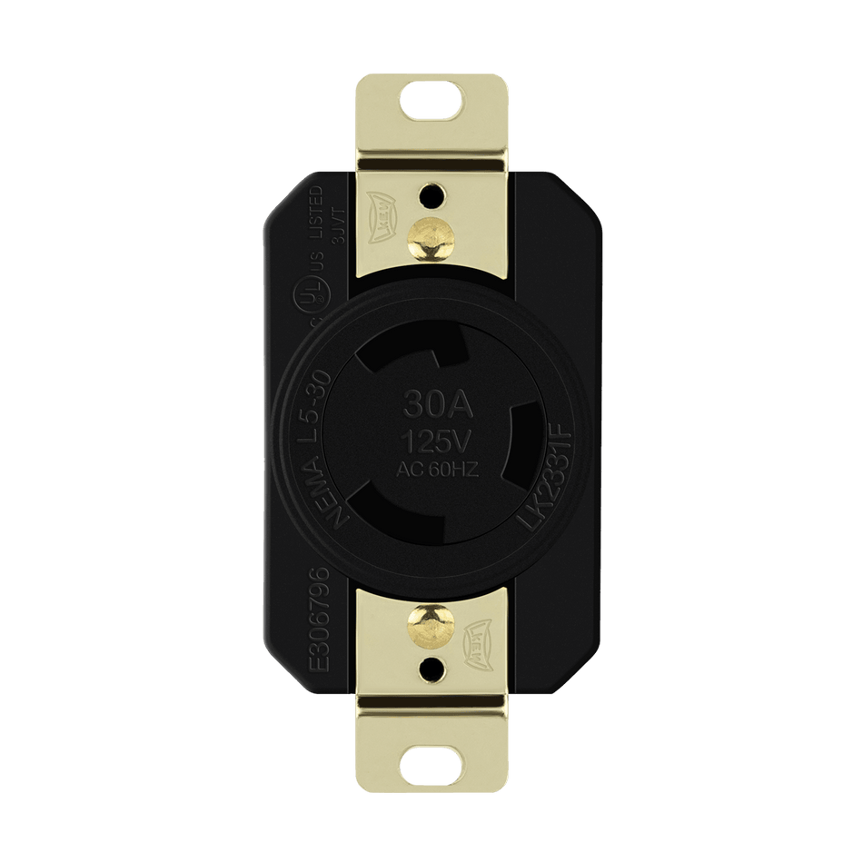 Enerlites 66440-BK - Industrial Grade Locking Receptacle, 30A, L5-30R - Black