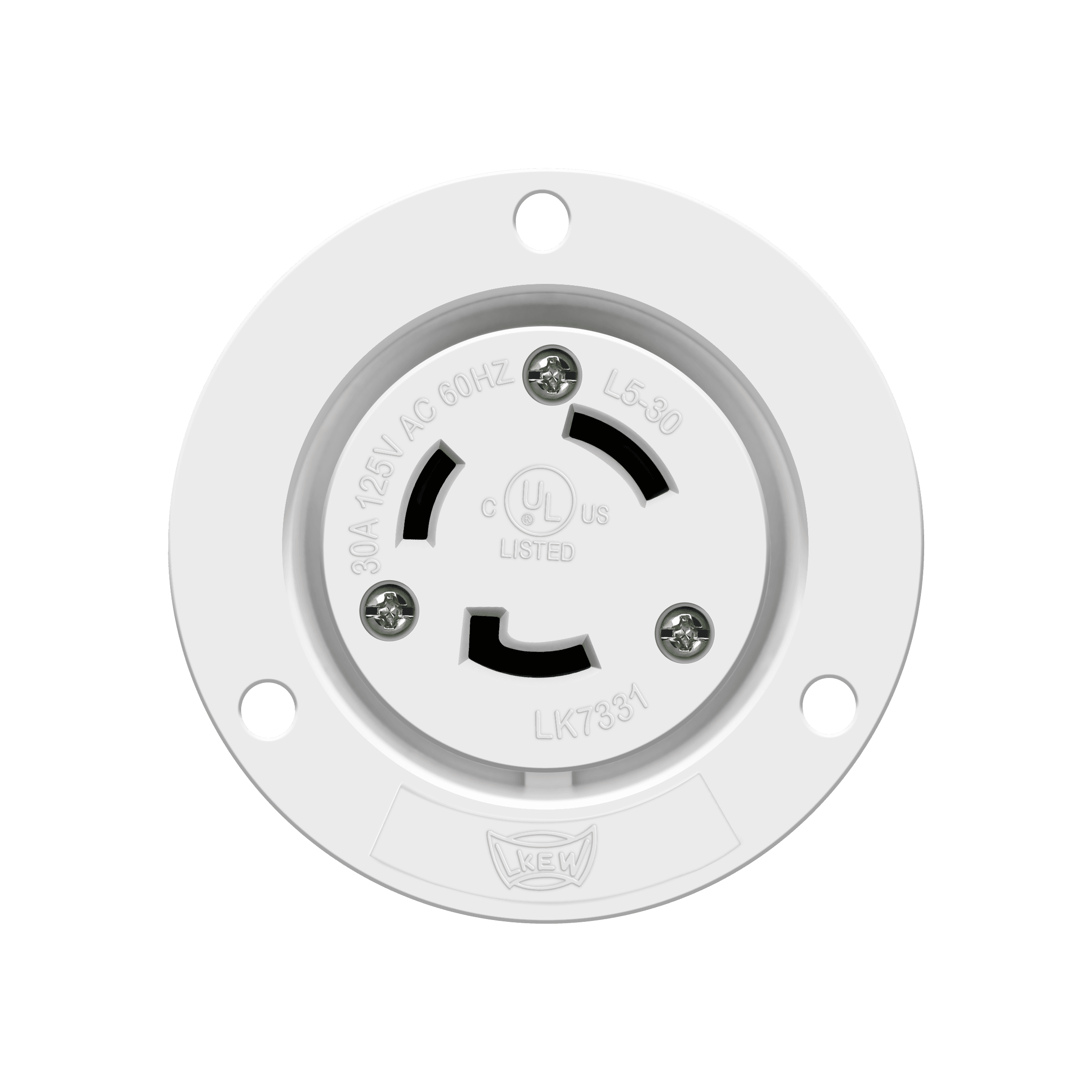 Enerlites 66454-W - Locking Flanged Outlet, 30A, L5-30RFO - White