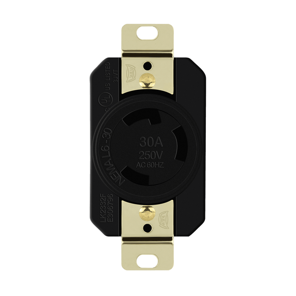 Enerlites 66460-BK - Industrial Grade Locking Receptacle, 30A, L6-30R - Black