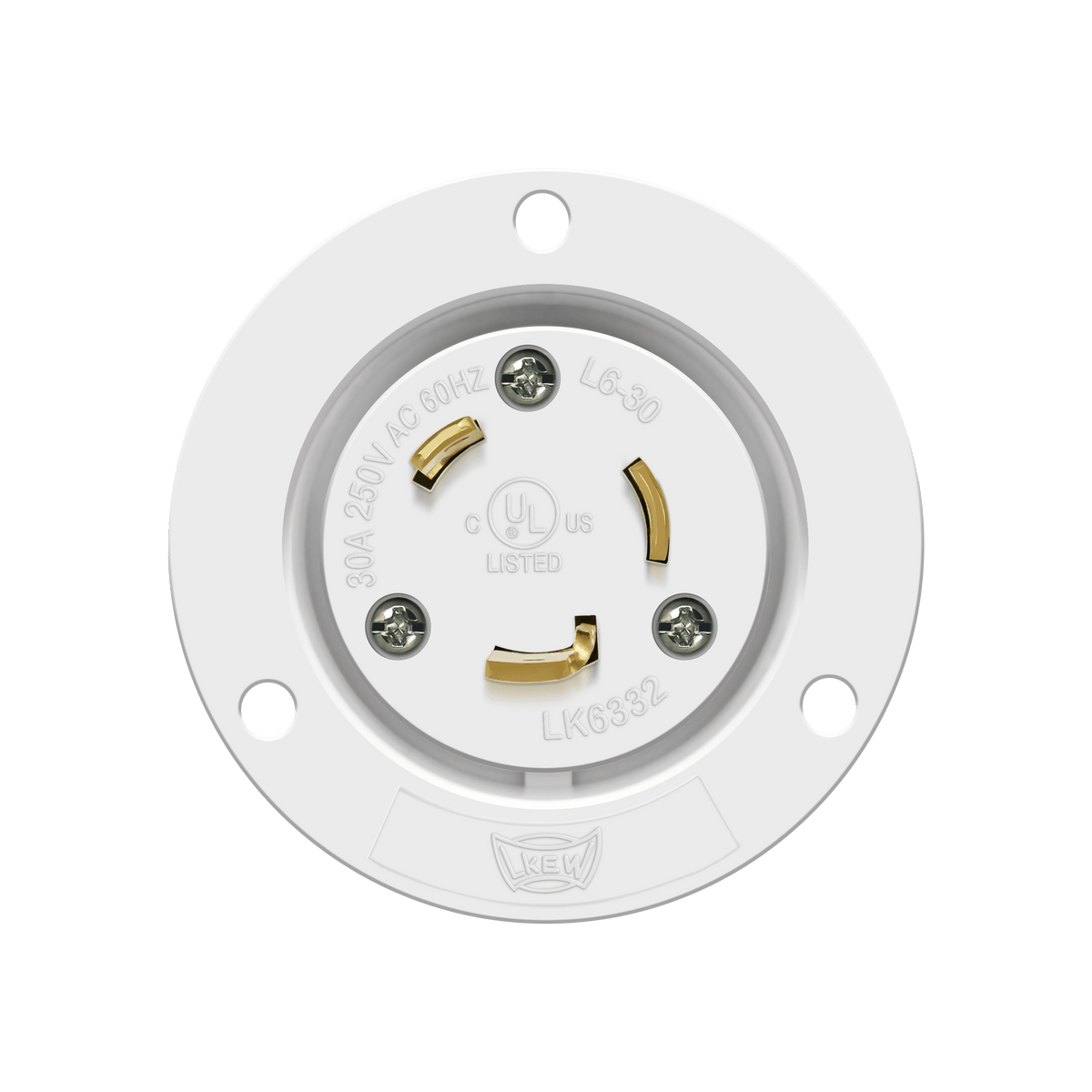Enerlites 66463-W - Locking Flanged Inlet, 30A, L6-30PFI - White