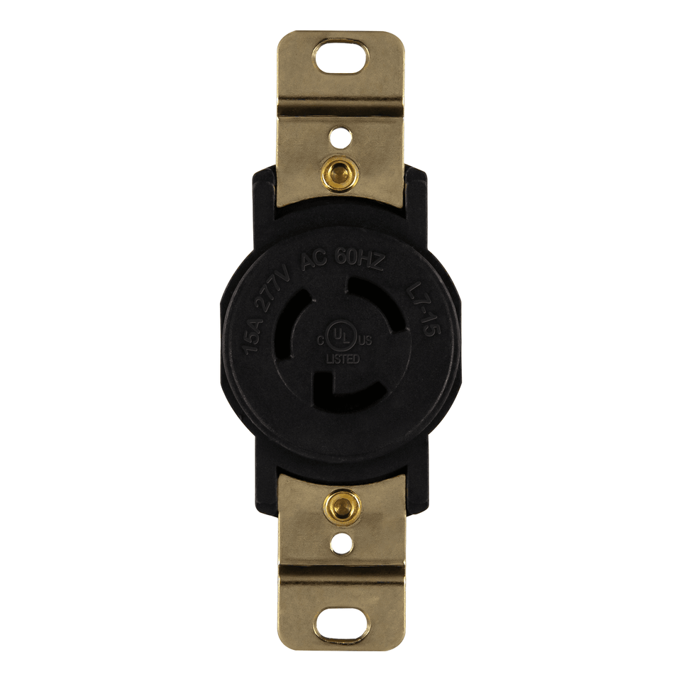 Enerlites 66480-BK - Industrial Grade Locking Receptacle, 15A, L7-15R - Black