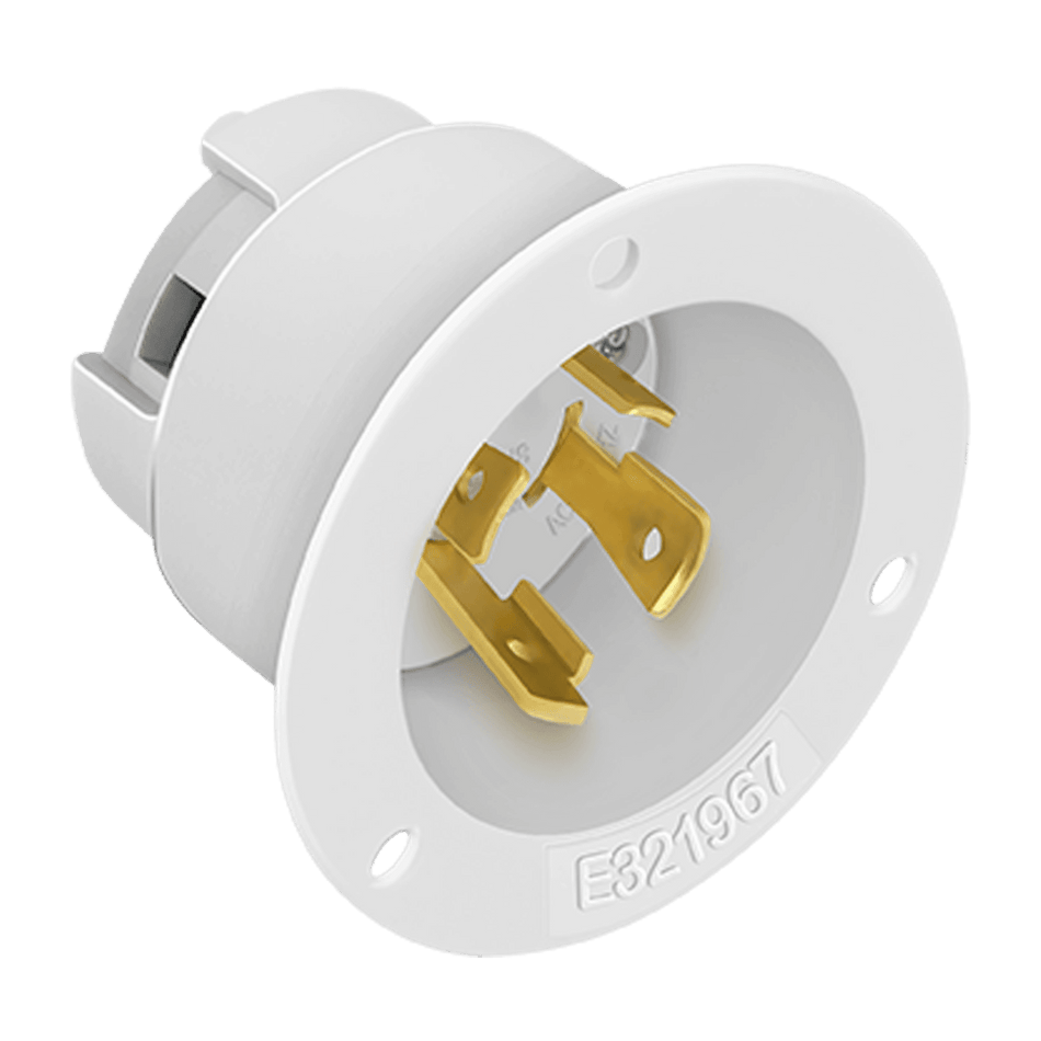 Enerlites 66493-W - Locking Flanged Inlet, 30A, L14-30PFI - White