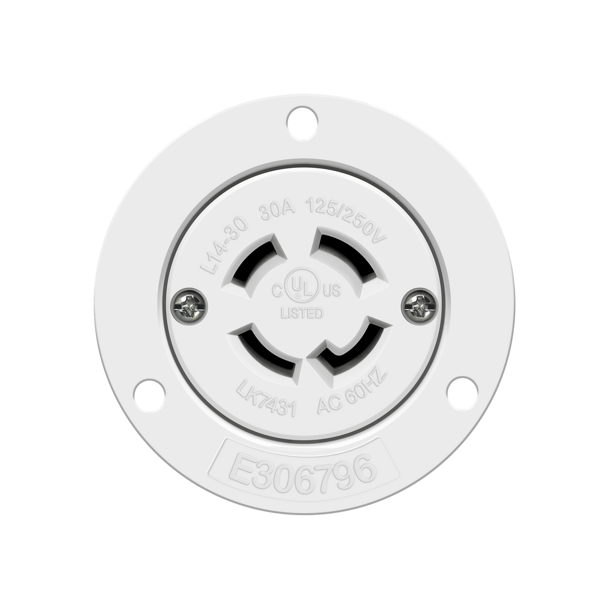 Enerlites 66494-W - Locking Flanged Outlet, 30A, L14-30RFO - White