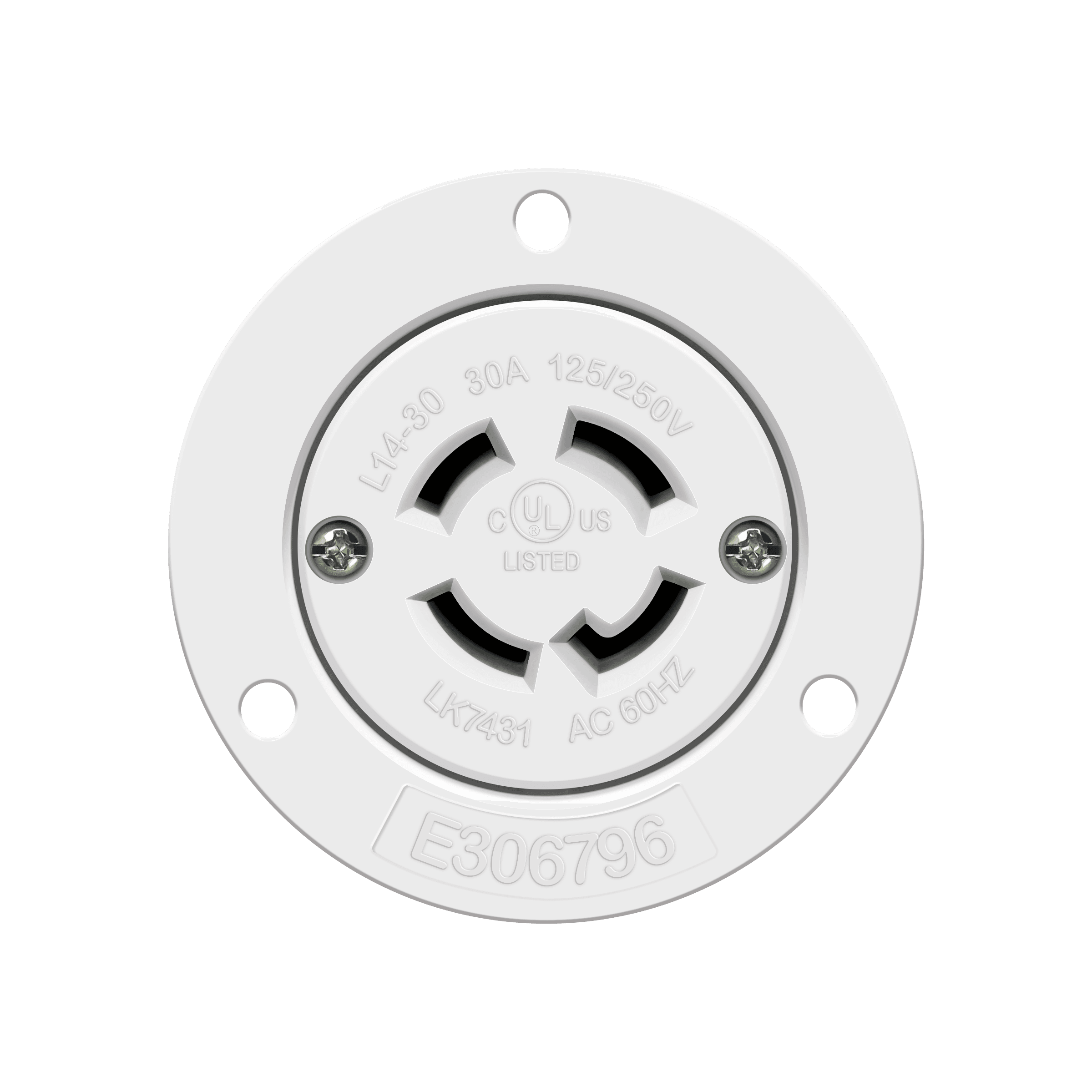 Enerlites 66494-W - Locking Flanged Outlet, 30A, L14-30RFO - White