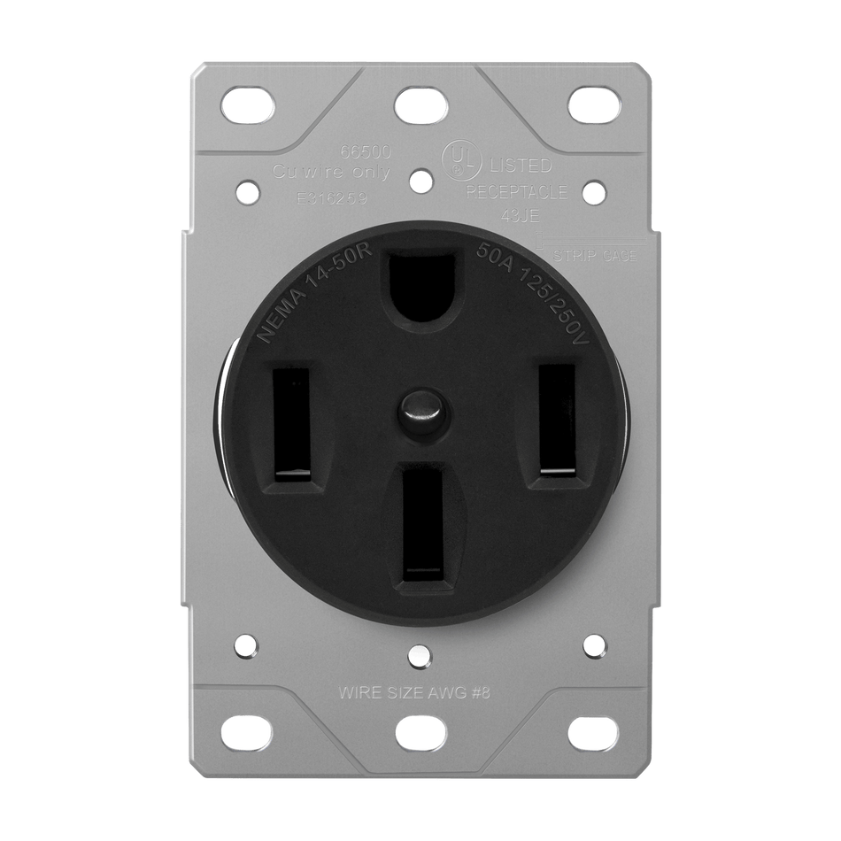 Enerlites 66500-BK - Industrial Grade Flush Mount Receptacle, 50A, 14-50R - Black