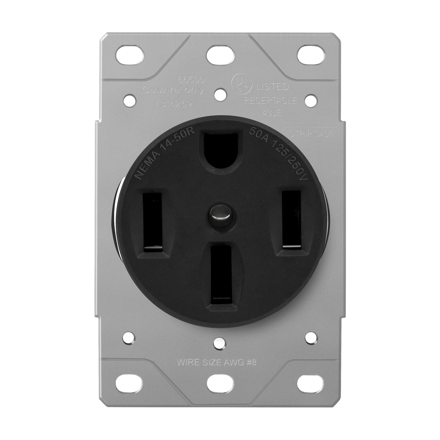Enerlites 66500H-BK - 50A EV Charger Receptacle, Heavy Duty, 14-50R - Black