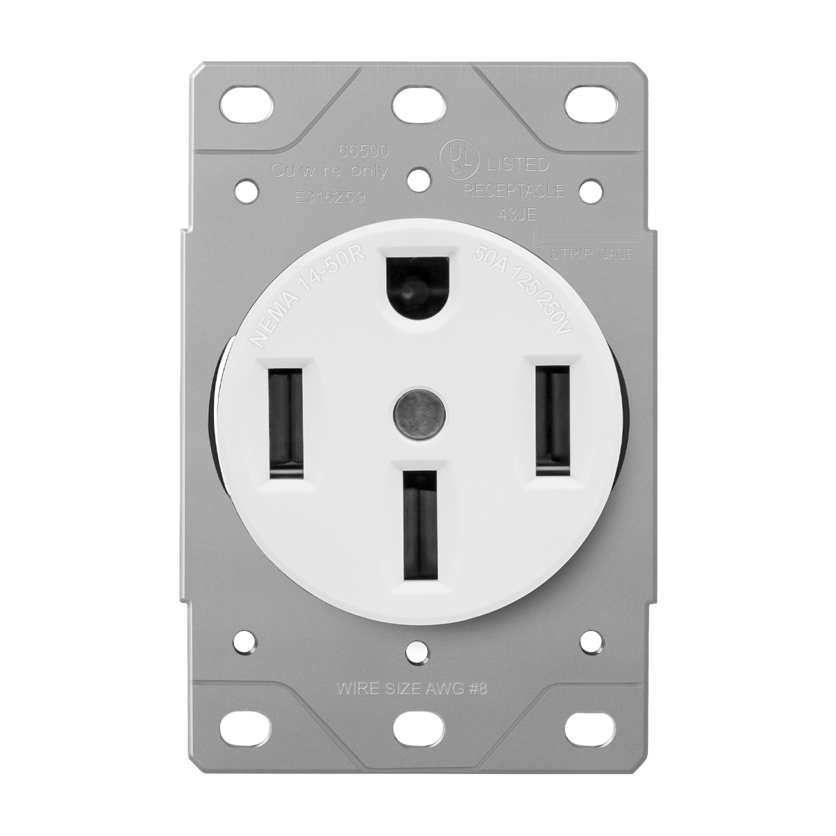 Enerlites 66500-W - Industrial Grade Flush Mount Receptacle, 50A, 14-50R - White