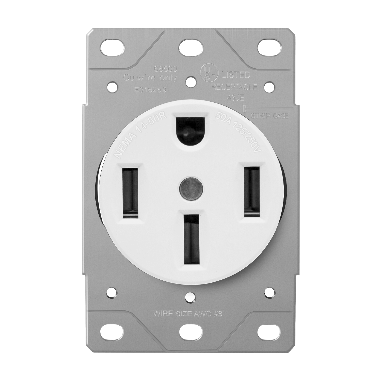 Enerlites 66500-W - Industrial Grade Flush Mount Receptacle, 50A, 14-50R - White