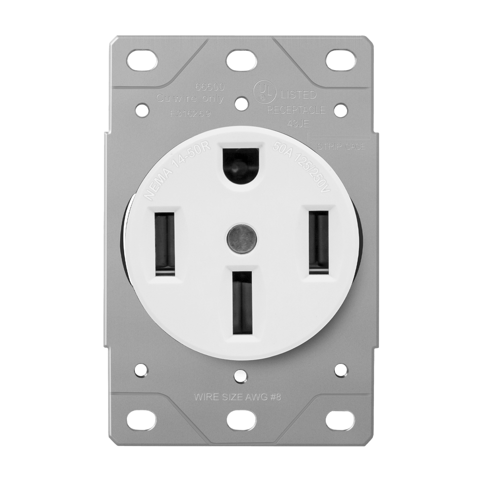 Enerlites 66500-W - Industrial Grade Flush Mount Receptacle, 50A, 14-50R - White