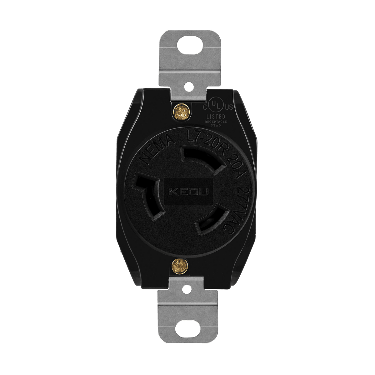 Enerlites 66510-BK - Industrial Grade Locking Receptacle, 20A, L7-20R - Black