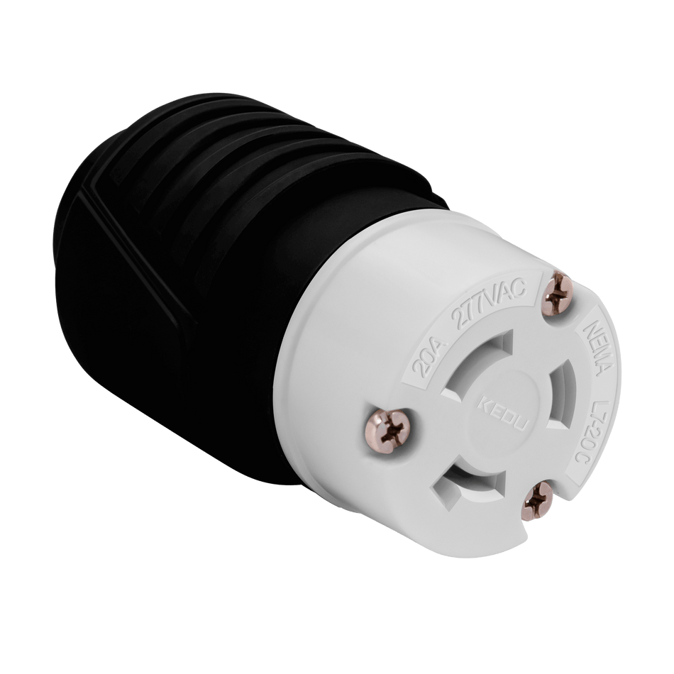 Enerlites 66512-BK - Industrial Grade Locking Cord Connector, 20A, L7-20C - Black