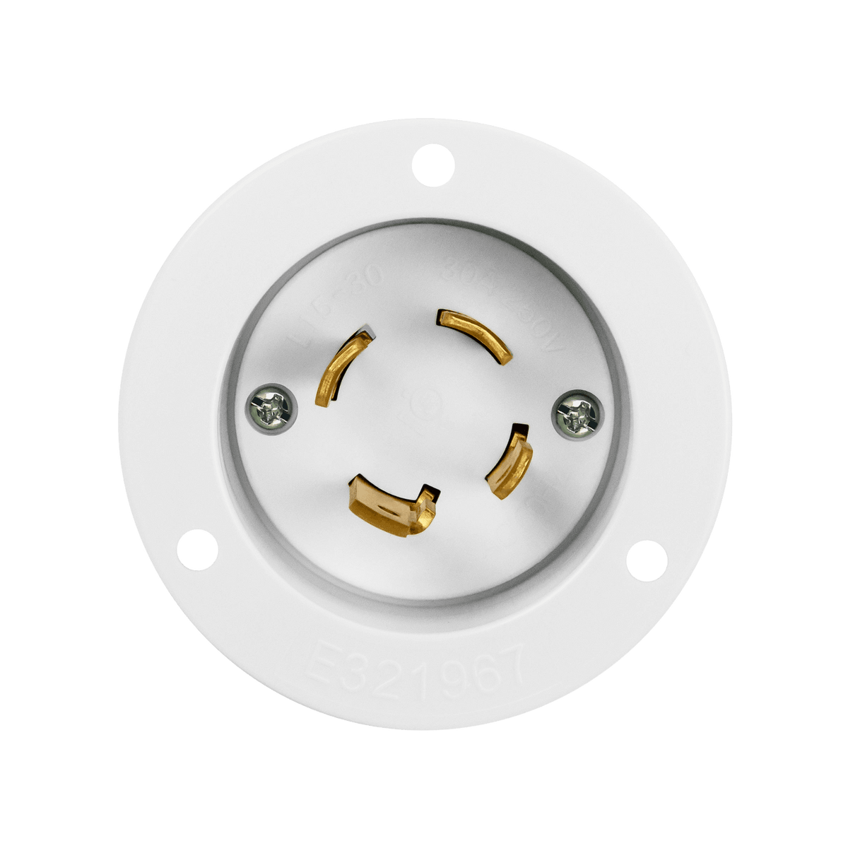 Enerlites 66803-W - Locking Flanged Inlet, 30A, L15-30PFI - White
