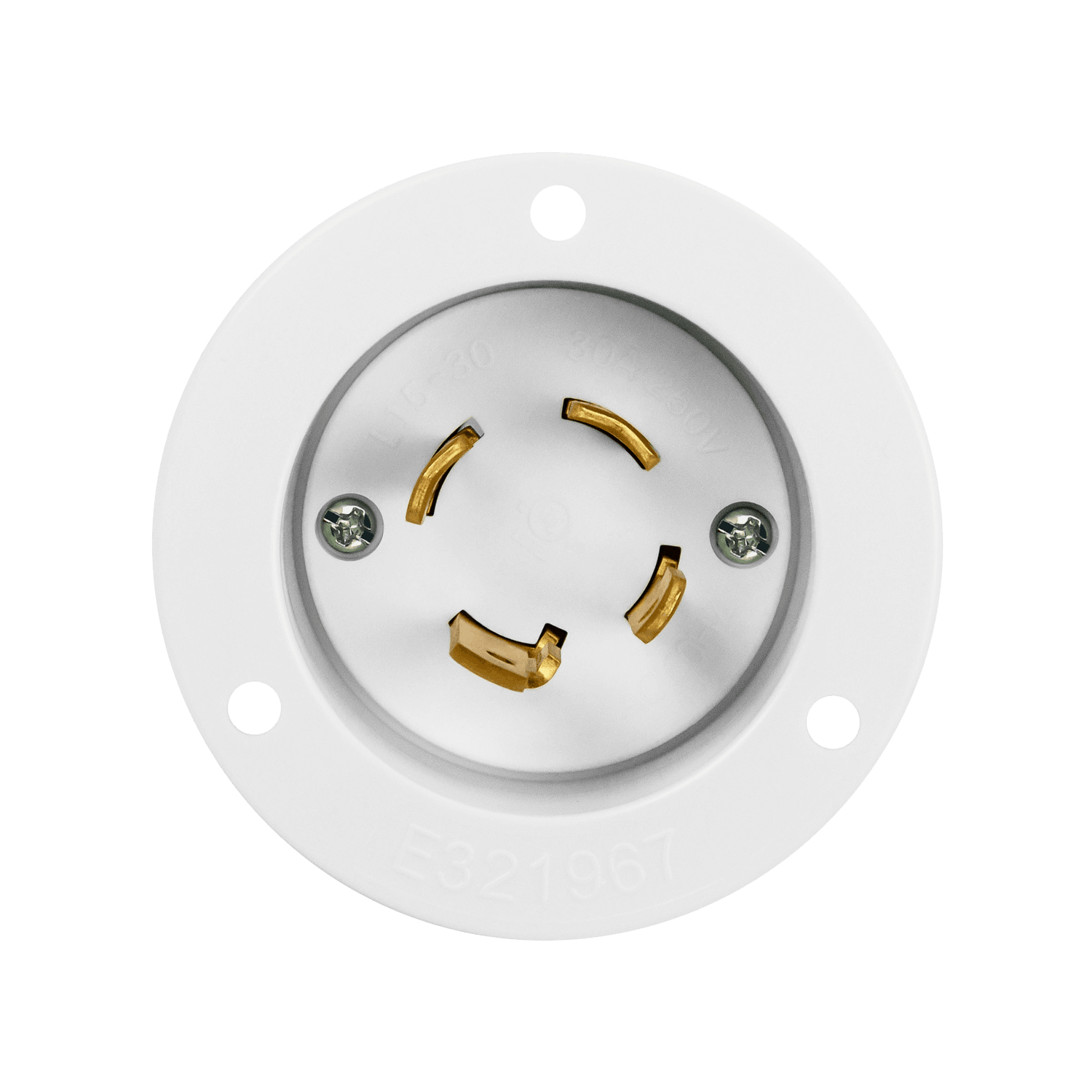 Enerlites 66803-W - Locking Flanged Inlet, 30A, L15-30PFI - White