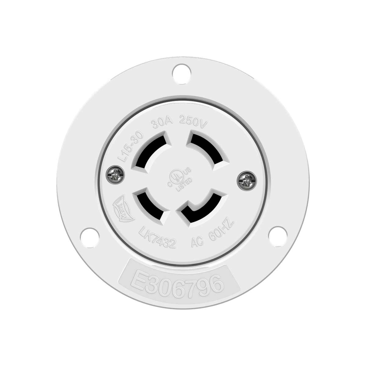 Enerlites 66804-W - Locking Flanged Outlet, 30A, L15-30RFO - White
