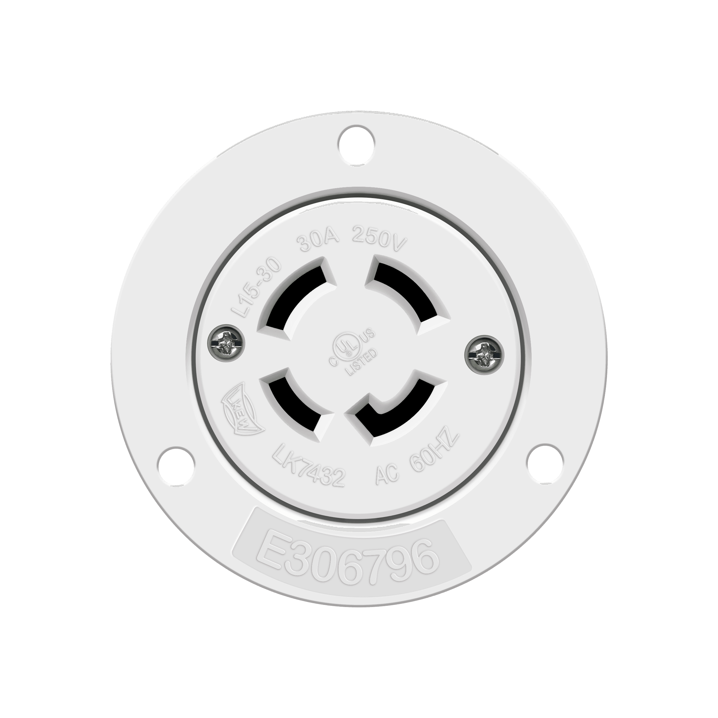 Enerlites 66804-W - Locking Flanged Outlet, 30A, L15-30RFO - White