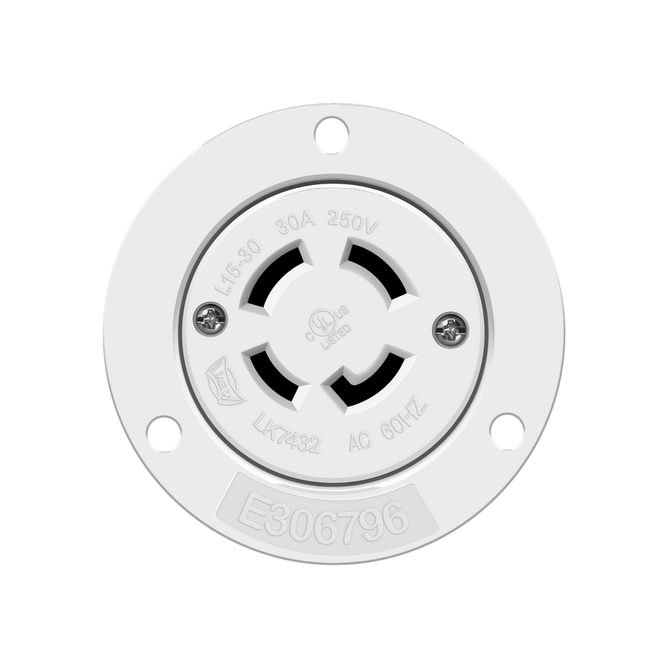 Enerlites 66804-W - Locking Flanged Outlet, 30A, L15-30RFO - White