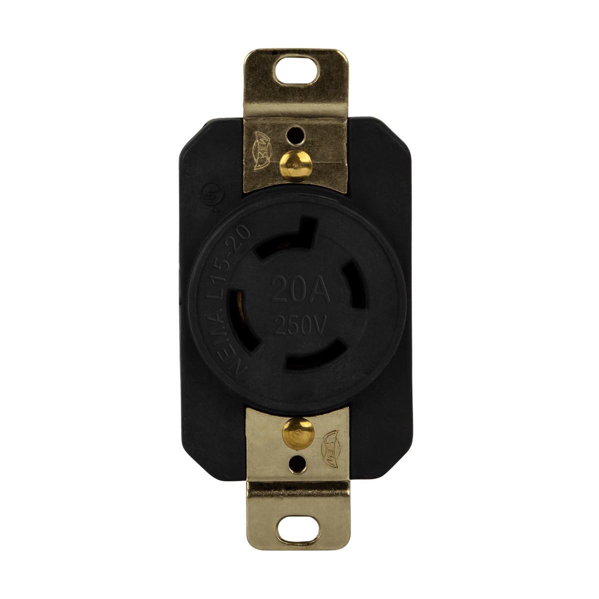 Enerlites 66900-BK - Industrial Grade Locking Receptacle, 20A, L15-20R - Black