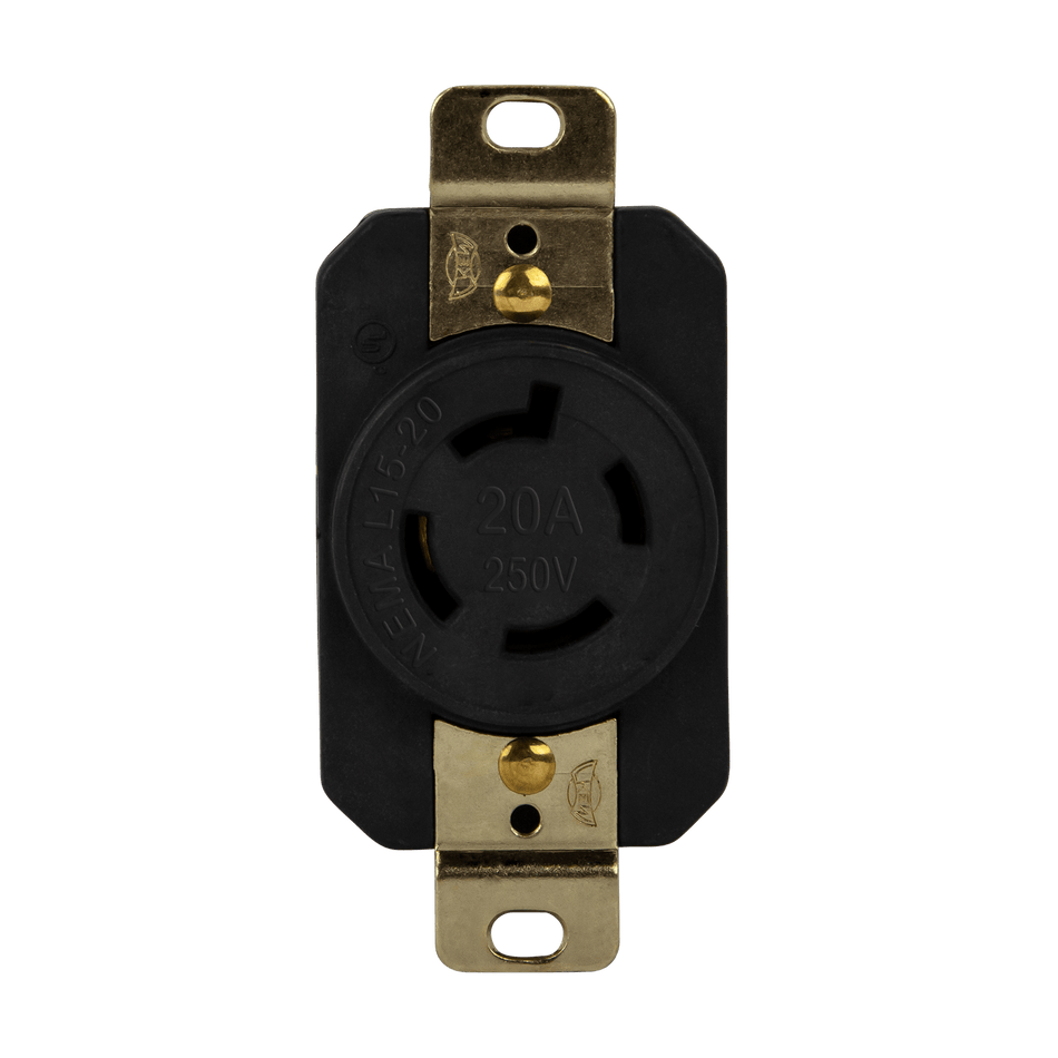 Enerlites 66900-BK - Industrial Grade Locking Receptacle, 20A, L15-20R - Black