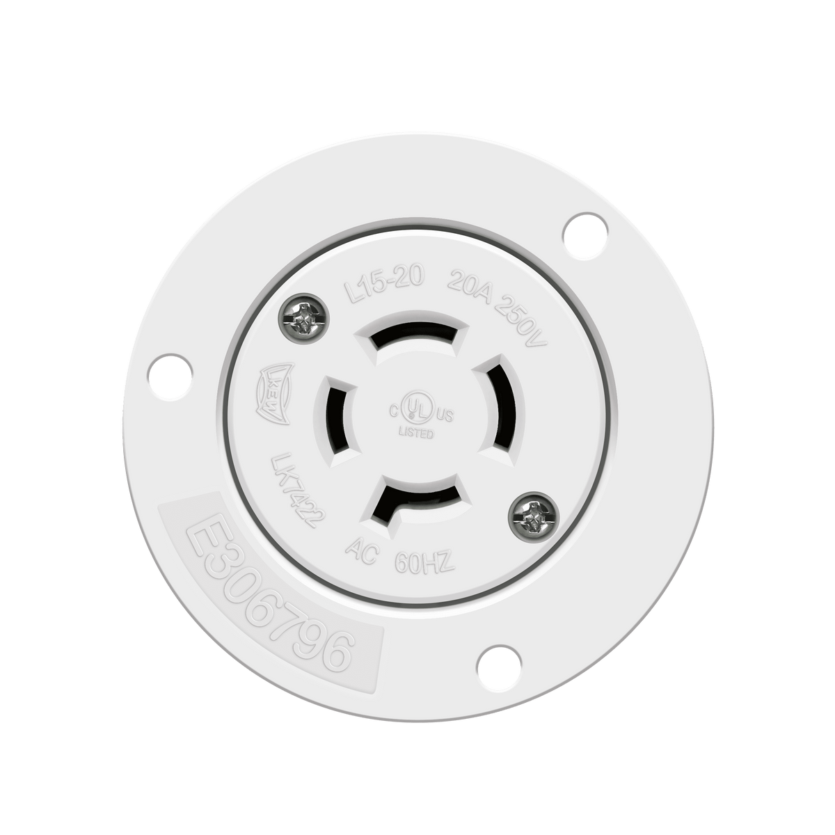 Enerlites 66904-W - Locking Flanged Outlet, 20A, L15-20RFO - White
