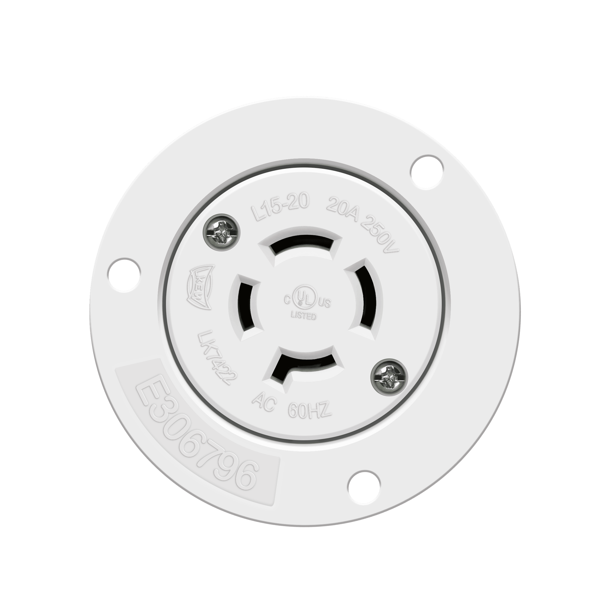 Enerlites 66904-W - Locking Flanged Outlet, 20A, L15-20RFO - White