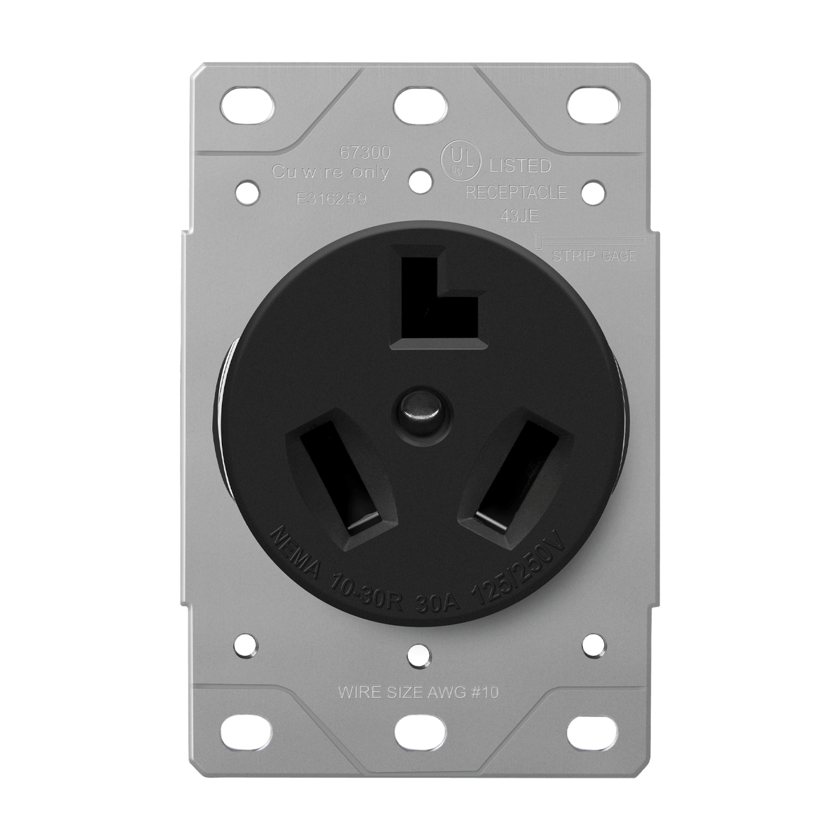 Enerlites 67300-BK - Industrial Grade Flush Mount Receptacle, 30A, 10-30R - Black