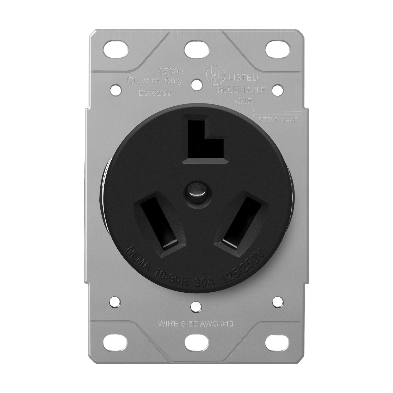 Enerlites 67300-BK - Industrial Grade Flush Mount Receptacle, 30A, 10-30R - Black