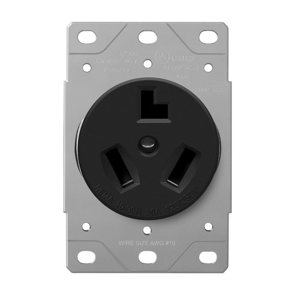 Enerlites 67300-BK - Industrial Grade Flush Mount Receptacle, 30A, 10-30R - Black