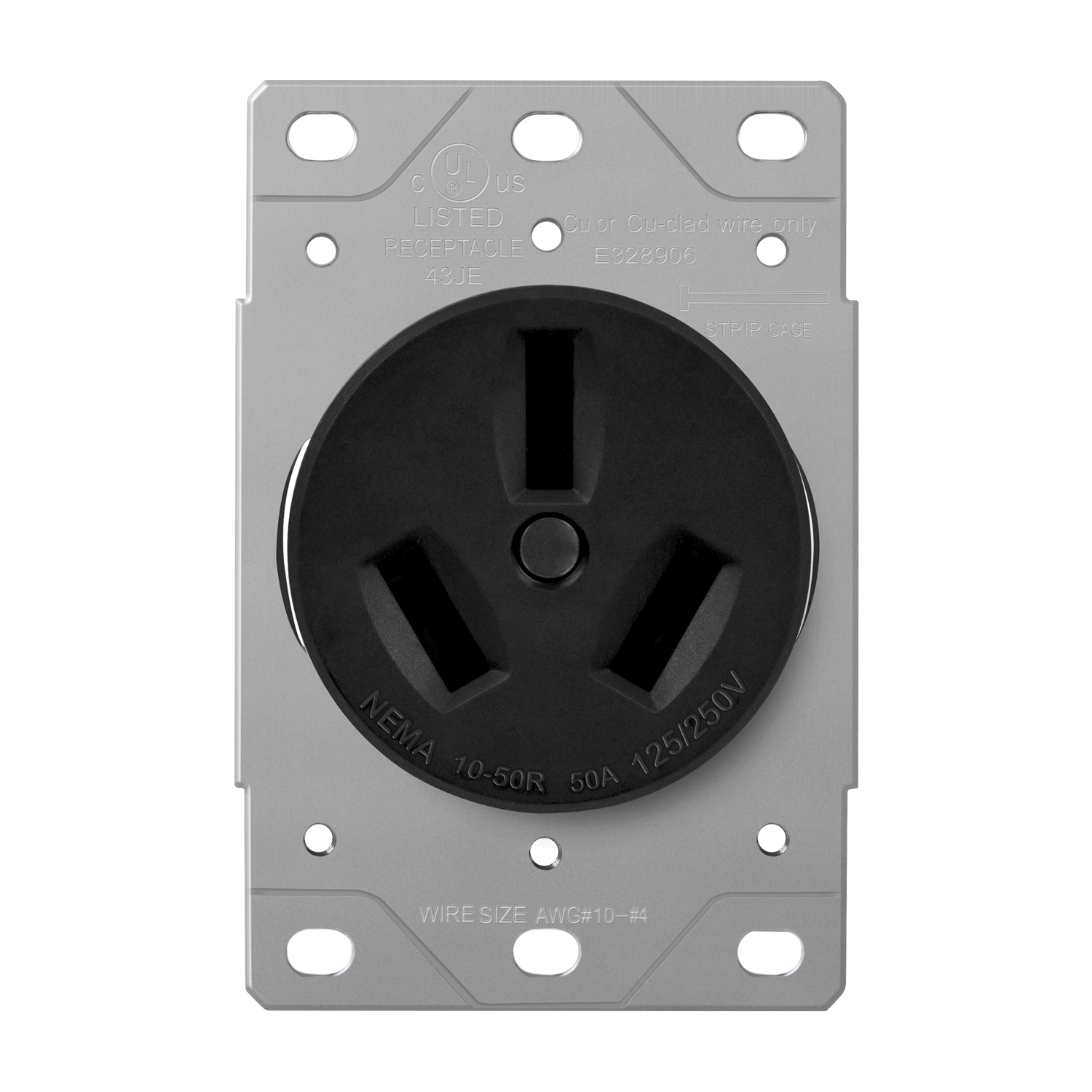 Enerlites 67500-BK - Industrial Grade Flush Mount Receptacle, 50A, 10-50R - Black