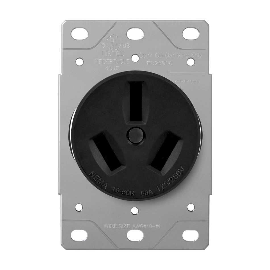 Enerlites 67500-BK - Industrial Grade Flush Mount Receptacle, 50A, 10-50R - Black