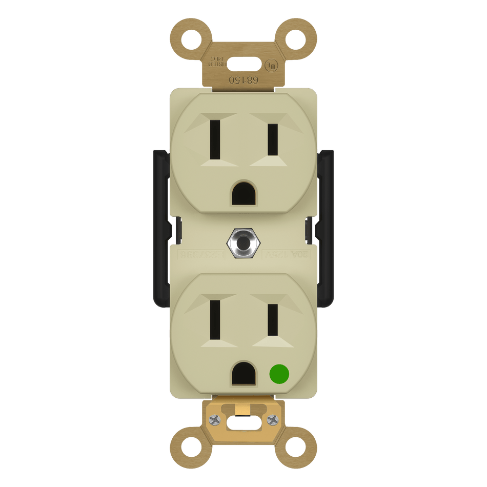 Enerlites 68150-I - Hospital Grade 15A Duplex Receptacle, 5-15R - Ivory