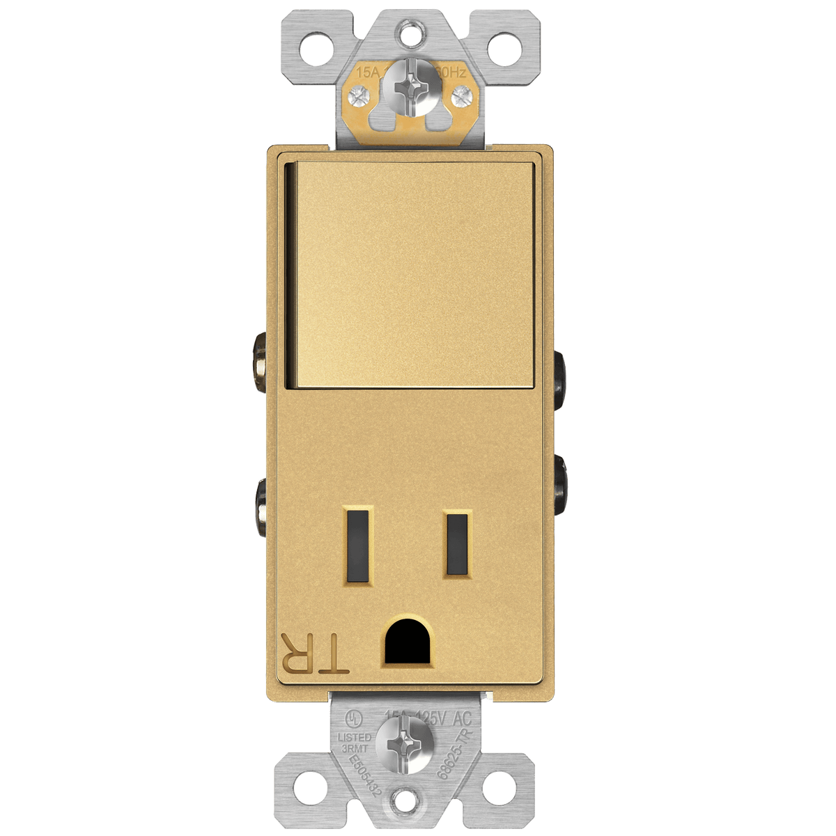 Enerlites 68625-TR-GD - Combination 15A Switch/Tamper-Resistant Receptacle, Single Pole - Gold
