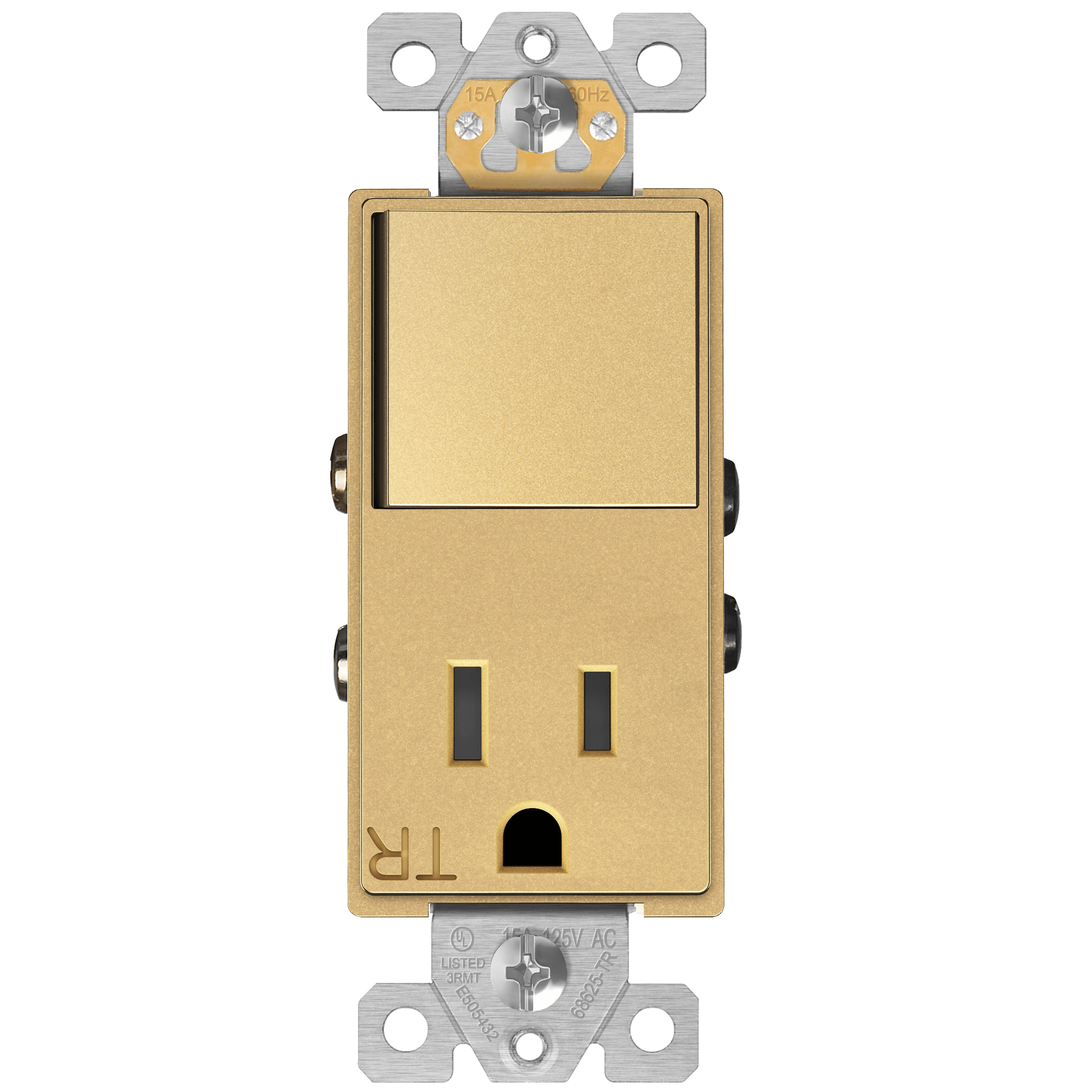 Enerlites 68625-TR-GD - Combination 15A Switch/Tamper-Resistant Receptacle, Single Pole - Gold