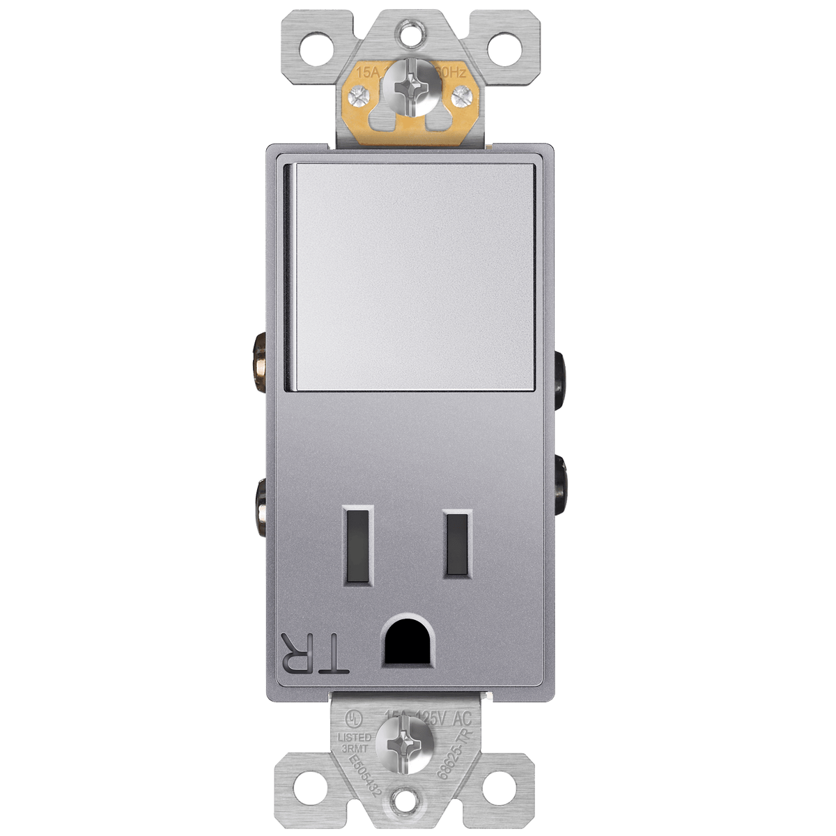 Enerlites 68625-TR-SV - Combination 15A Switch/Tamper-Resistant Receptacle, Single Pole - Silver