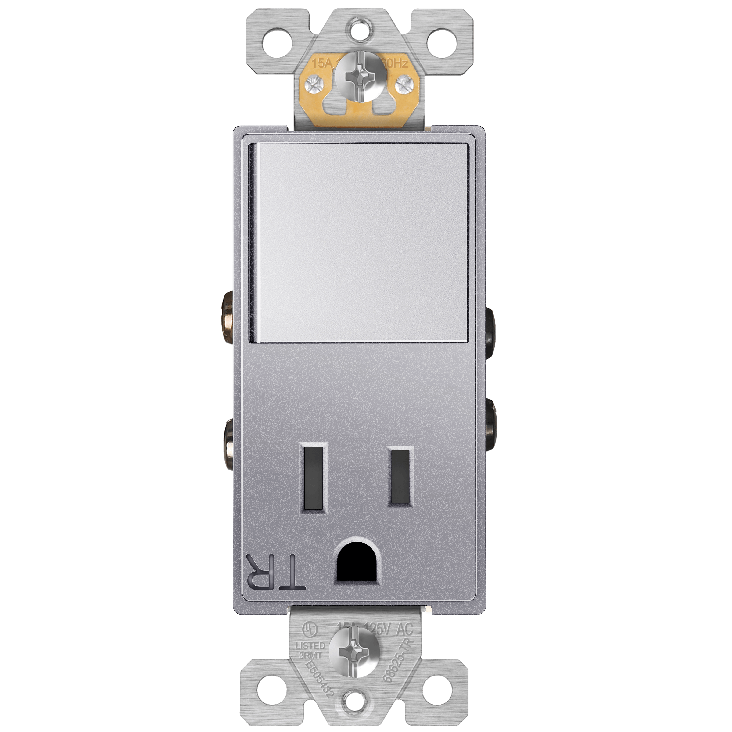 Enerlites 68625-TR-SV - Combination 15A Switch/Tamper-Resistant Receptacle, Single Pole - Silver