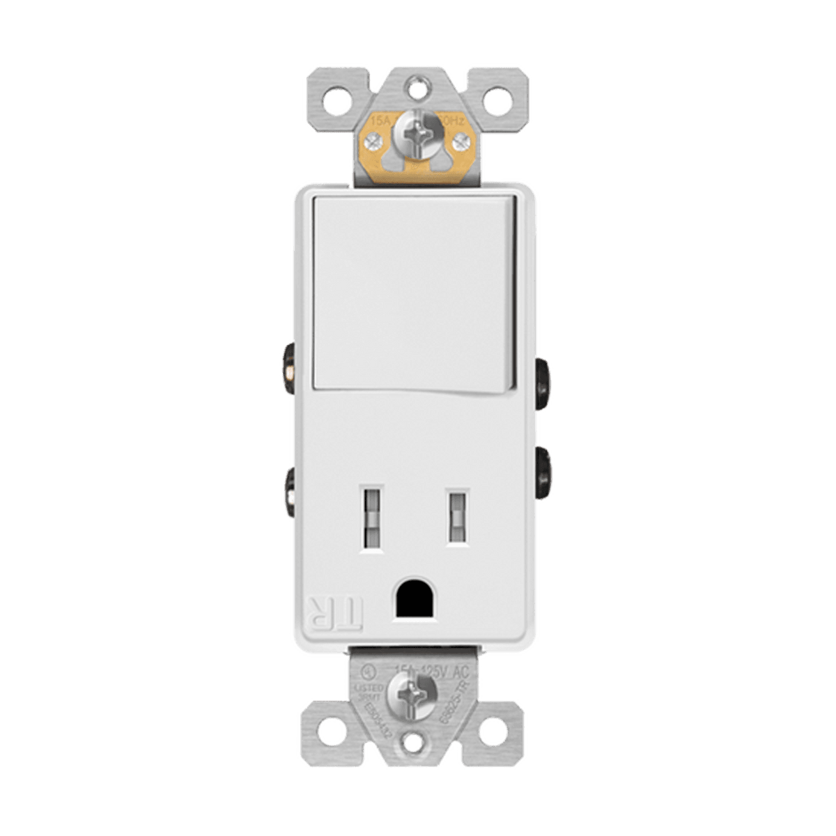Enerlites 68625-TR-W - Combination 15A Switch/Tamper-Resistant Receptacle, Single Pole - White